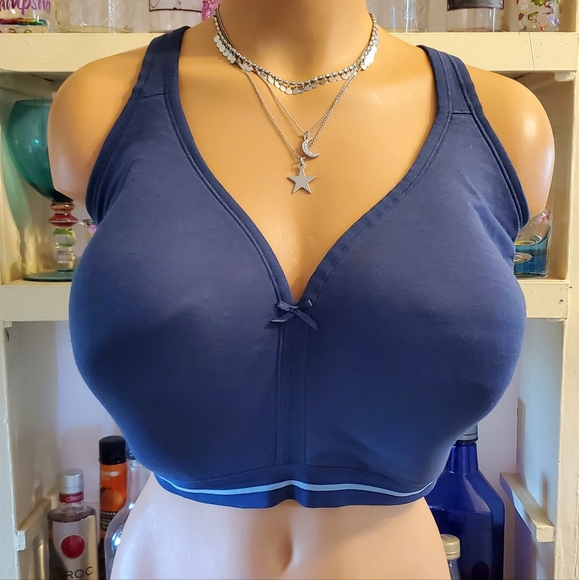 Cacique Sport Bra Plus Size 48-DD Blue Lightly Lined Molded Cups No-wire EUC - Picture 1 of 7